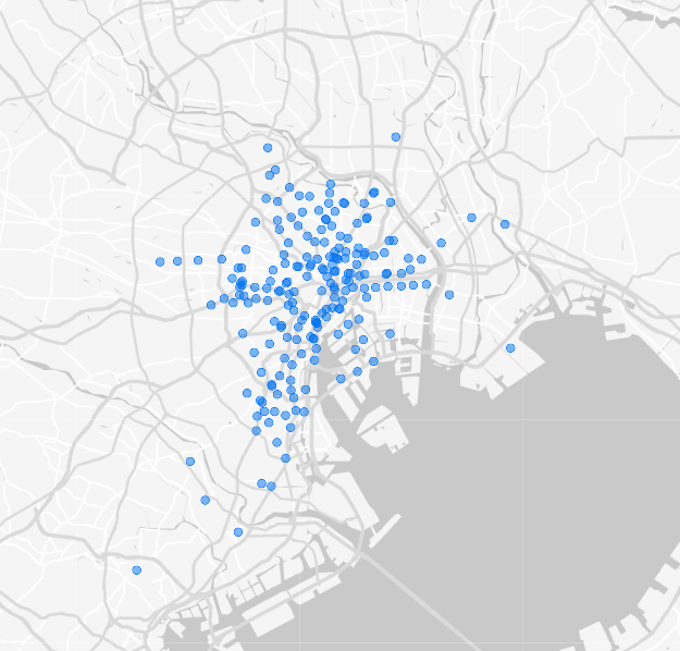 図1:東京駅まで30分以下で通えるエリア(Suica利用履歴データより)